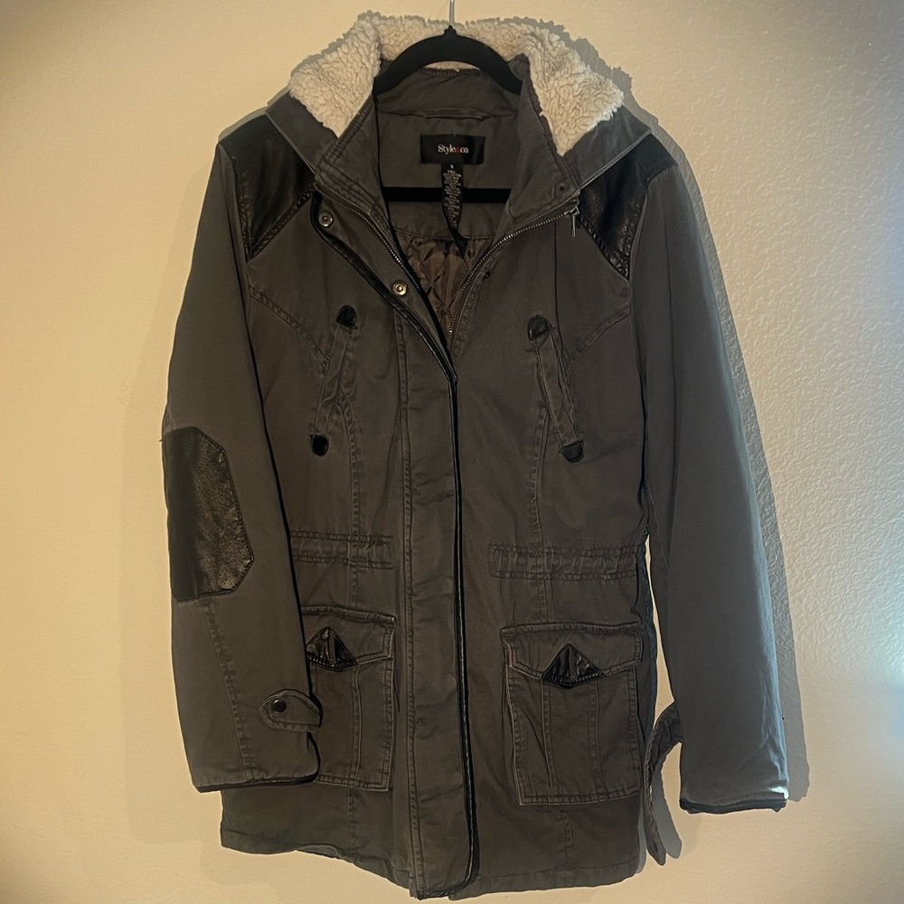 Style & Co. Women's Utility Jacket with leather accents